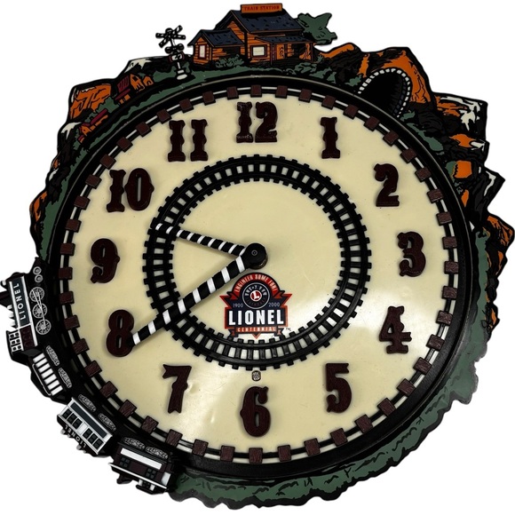 100th Anniversary Lionel Train Animated Wall Clock Train Travels Around Clock - Picture 2 of 8